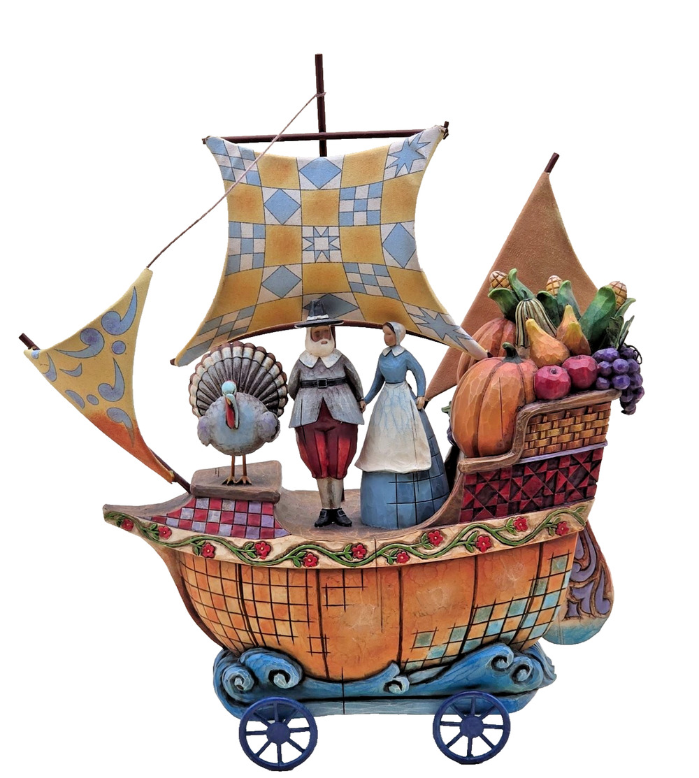 Jim Shore A New World Mayflower Pilgrim Figurine on Wheels 4009016 Turkey 2007